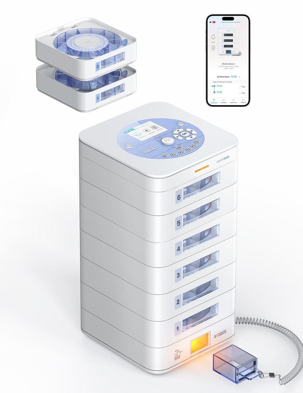 84-Day(1X) Automatic Pill Dispenser - App & On-Device Setup by Family, LCD Display, Digital Lock, Sound & Light Alerts - Safe Me