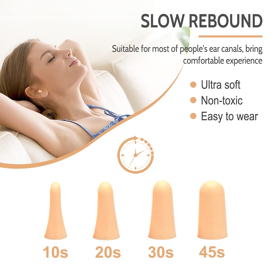 LYSIAN Flesh Color Foam Ear Plugs for Sleeping - 60 Pairs 38dB SNR Noise Reduction Earplugs with Reusable Silicone Earplug Ultra