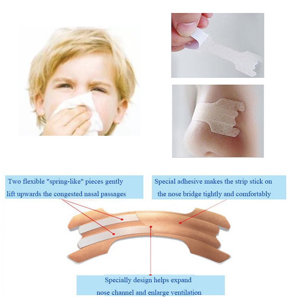 JERN 30 Natural Drug-Free Kids Better Breath Nasal Strips for Nasal Congestion, Allergy, Cold, Flu, Sinus, Stuffy Nose, Snoring,