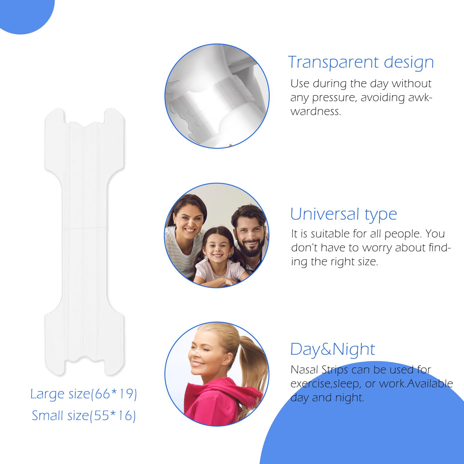 Upgraded Version - Invisible and Transparent Nasal Strips (66mm*19mm) (300)