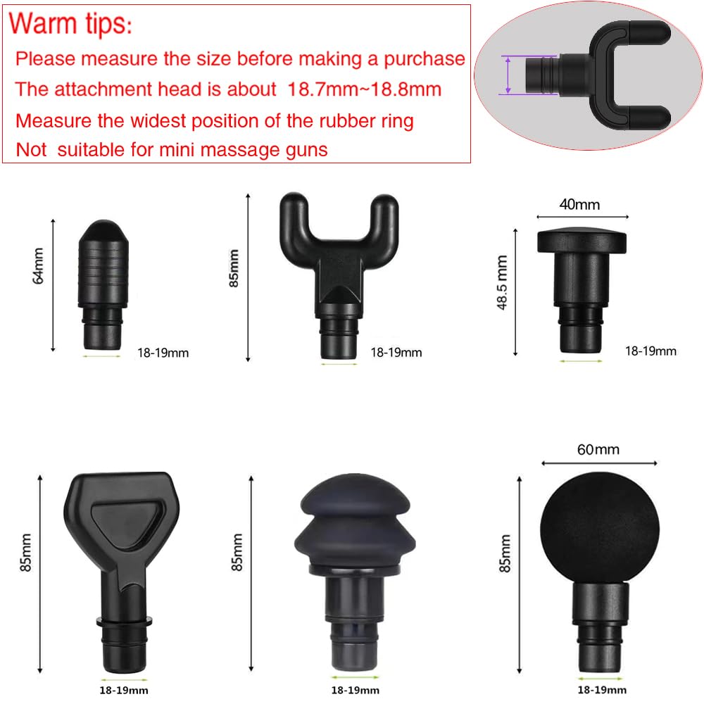 EDNEY 6 Pack Replaceable Massage Gun Heads, Muscle Massager Gun Accessories in Assorted Functions, Massage Head Outer Dia.18.6 m