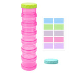 7 Day Pill Organizer Case Stackable Weekly Supplements Vitamins Pills Holder Dispenser Large Transparent Pink with Label and Ext