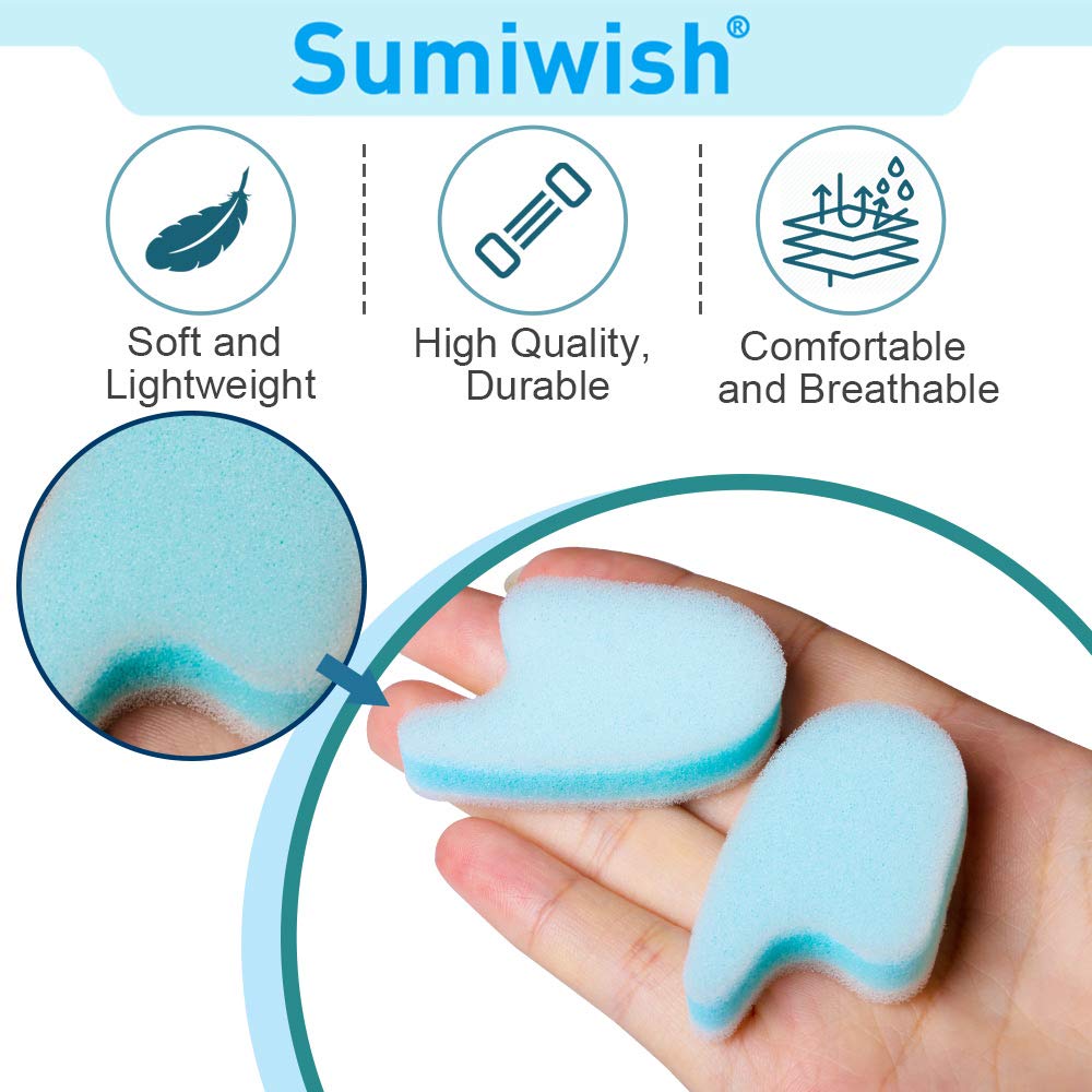 Sumiwish Foam Toe Separators, 10 Pack Breathable Toe Spacers, Reduce Friction and Relieve Corns Pain, Overlapping Toes Corrector