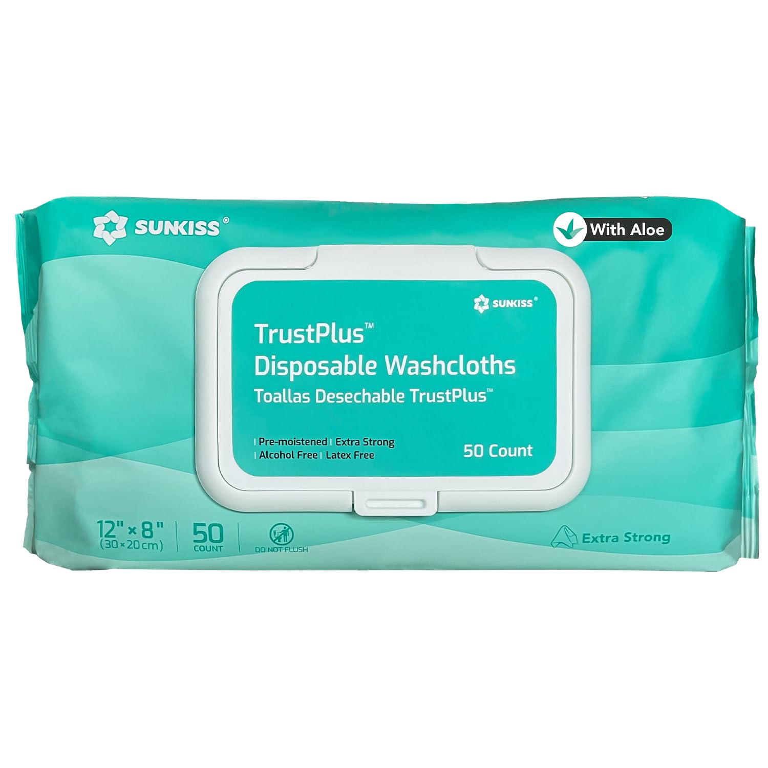 SUNKISS Trustplus Wet Wipes for Adult, Extra Thick 8   x12    Body Cleaning Wipes with Aloe for Elderly Incontinence & Cleansing