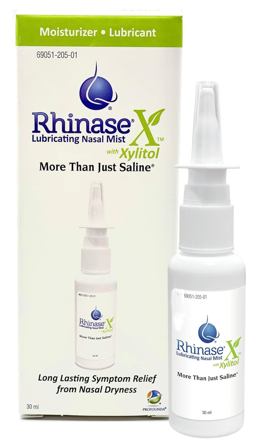 Rhinase X Lubricating Nasal Mist Spray with Xylitol | Long Lasting Symptom Relief from Nasal Dryness | Less Sneezing, Itchiness,