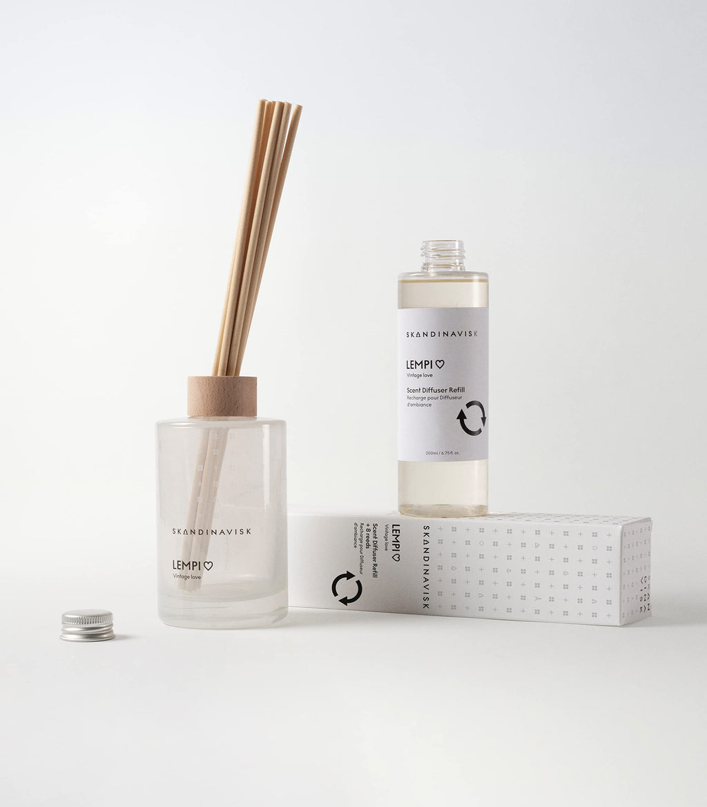 Skandinavisk LEMPI Love Scent Diffuser with 8 Reeds. Lasts +3 Months. Fragrance Notes: Peony and Rose, Strawberries and Mosses