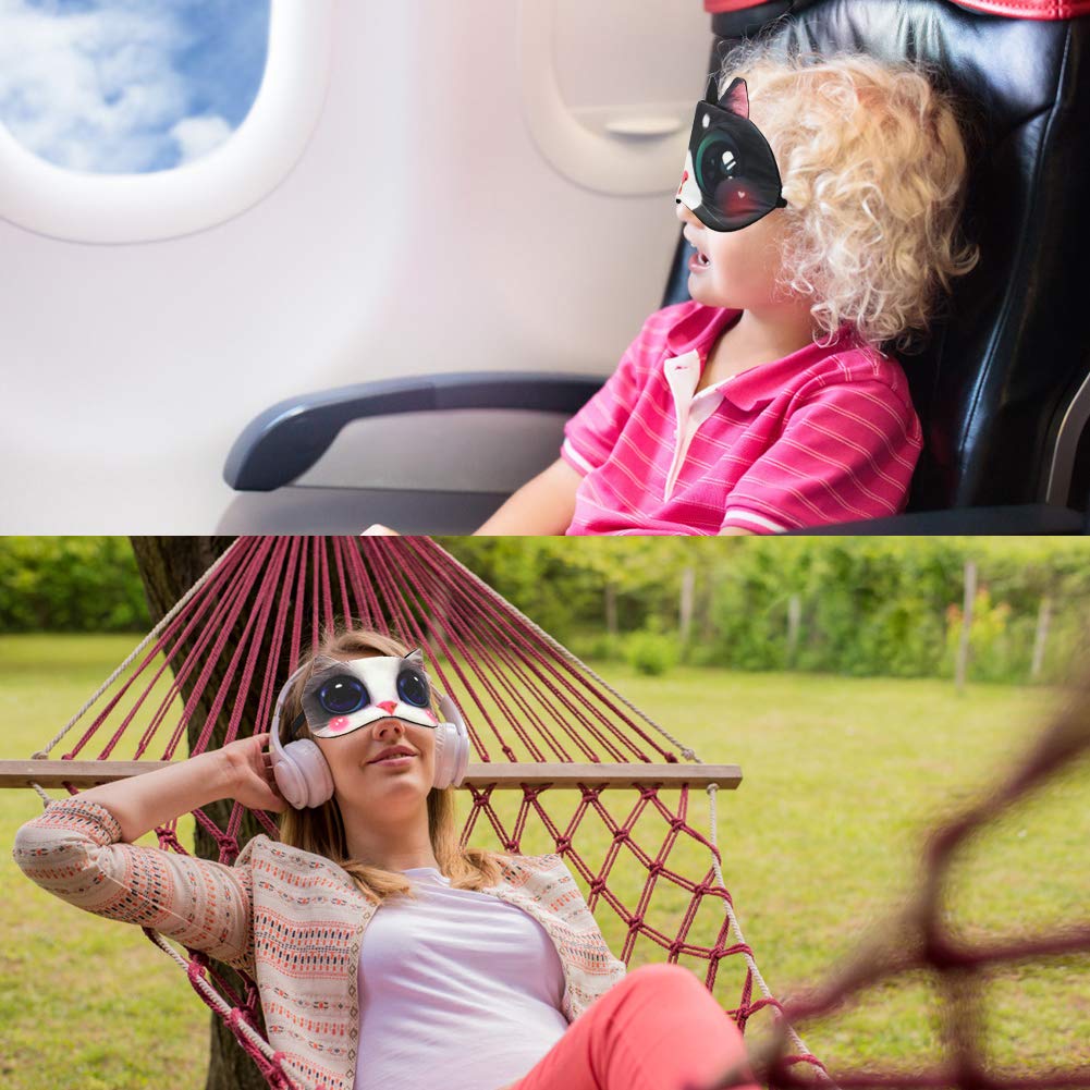 Tphon Sleep Mask for Adult Kids Boys Girls Funny Blindfolds Soft Cute Animal Sleeping Masks with Adjustable Strap for Travel Nap