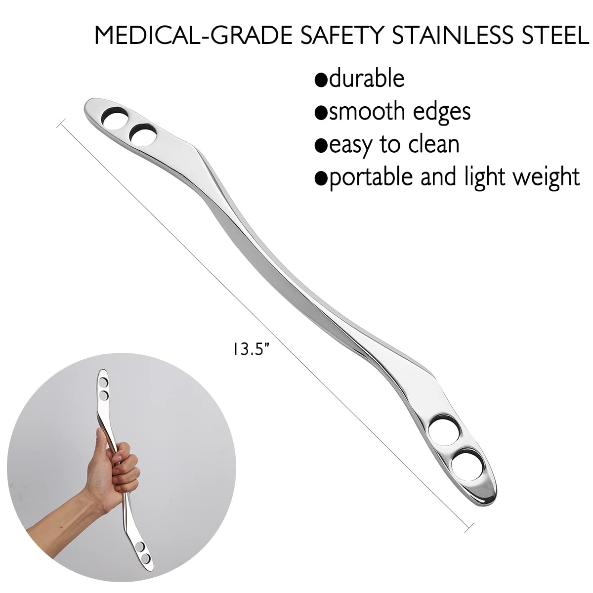 Allshow Gua Sha Scraping Massage Tool, IASTM Tools, Long Bar Tool for Large Muscles, Great Soft Tissue Mobilization Tool, 13.5 i