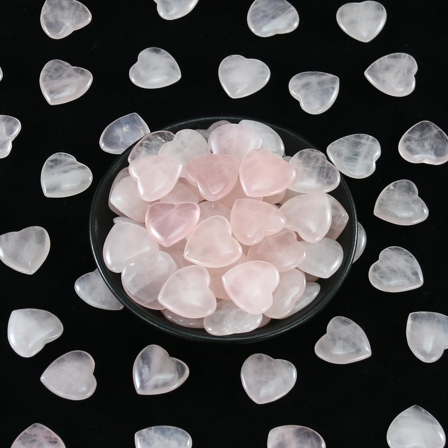 Nvzi Tumbled Polished Natural Rose Quartz Heart Stones, Crystals and Healing Stones Quartz Bulk for Wicca, Reiki, Healing Energy