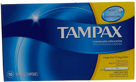 Tampax Regular Absorbency Unscented, Easy Carry Purse Size 10 Count Ea. - 12 Packs
