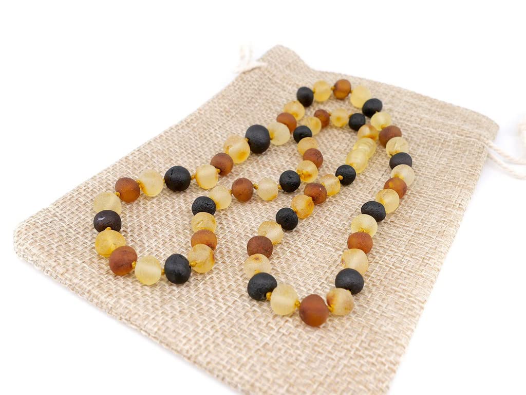 Baltic Amber Necklace for Adult - Natural Amber from Baltic Region, Genuine Amber (19.7 inch, RAW Multi)
