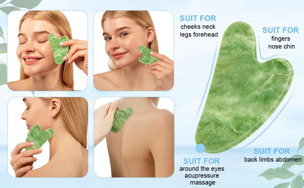 Sbnnfikeb Jade Roller and Gua Sha Set,Gua Sha Facial Tools,Face Roller,Jade Roller for Face,Guasha Tools for Face,Self Care Kit