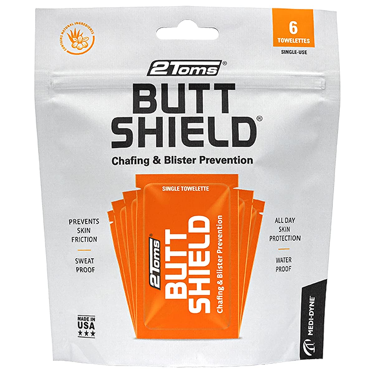 2Toms ButtShield, All-Day Anti Chafe and Blister Prevention, Waterproof and Sweatproof Protection from Saddle Sore Chafing and S