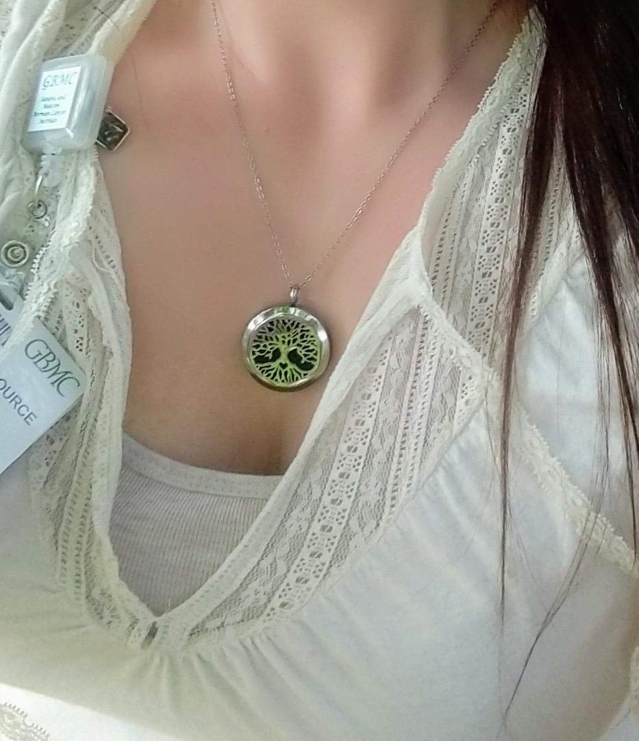 Aromatherapy Essential Oil Diffuser Necklace 316L Stainless Steel Locket Pendant with 24 Inch Chain (Love Heart)