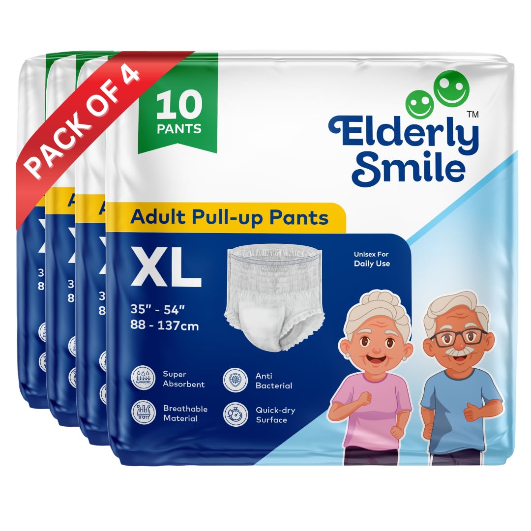Elderly Smile Adult Diaper Pants Pull Up  Extra Large (3554 Waist) | Unisex Disposable Adult Incontinence Pants | Breathable
