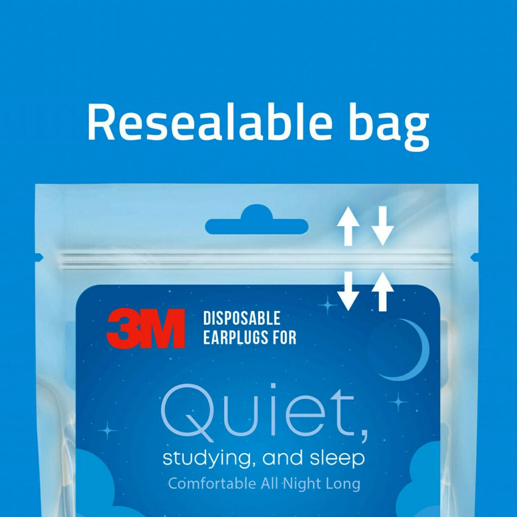 3M Disposable Earplugs For Quiet, Studying & Sleep, 80 Pairs (160 Plugs), Noise Reduction Rating (NRR) 32 dB, Comfortable All Ni