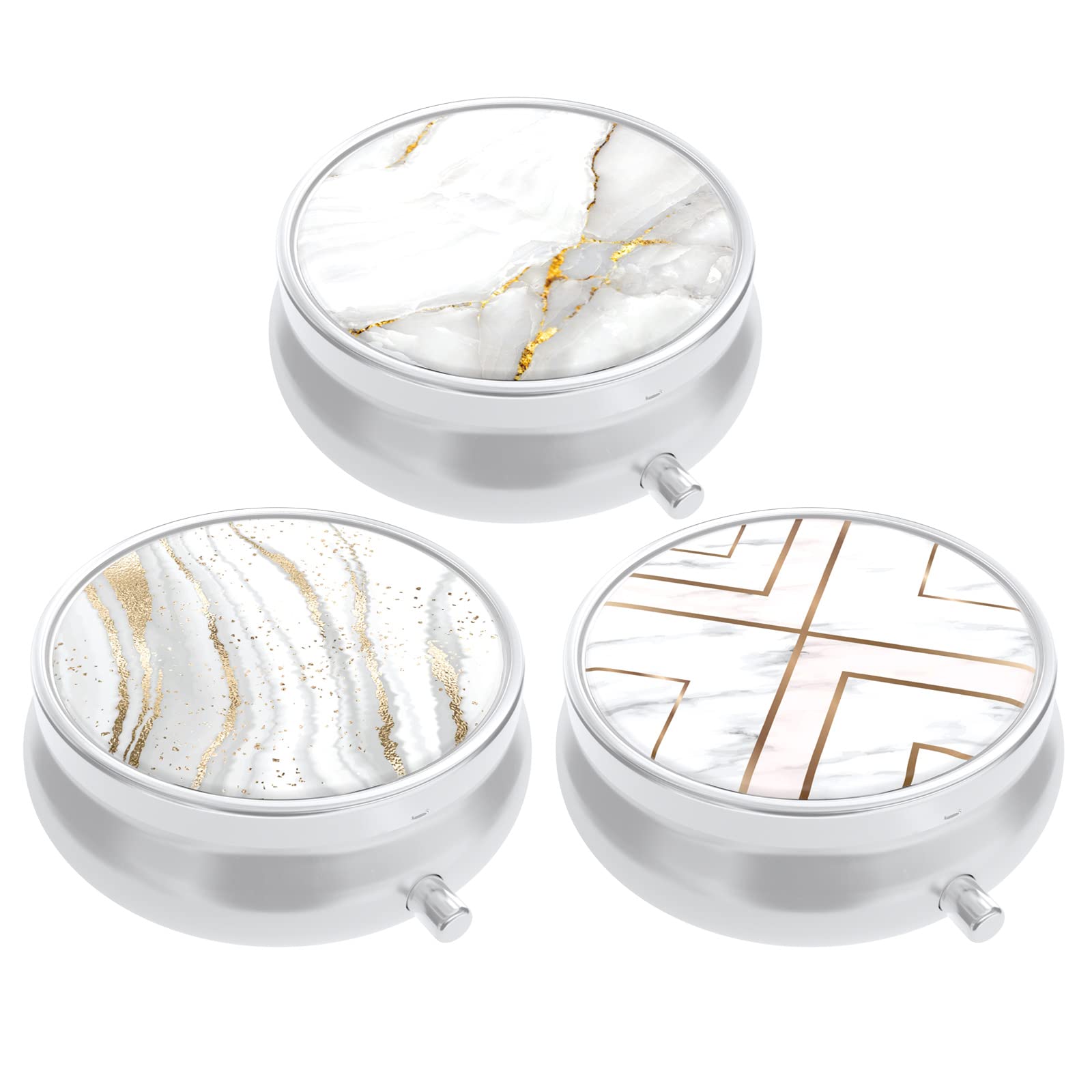 3 Pack Pill Box, Small Pill Case for Purse & Pocket, Cute Travel Medicine Organizer, Portable Medicine Container Holder to Hold 