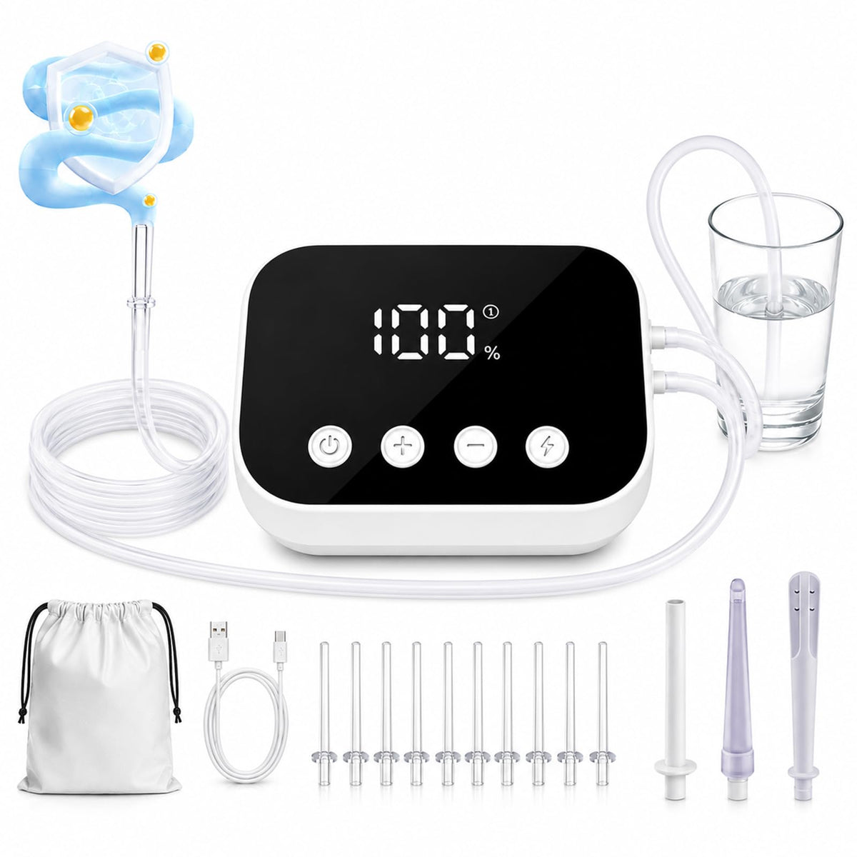 Enema Kit, Electric Colon Cleanse Enema for Colon Cleanse Men and Women, 100Level Adjustable Flow, 13 NozzleLow Noise AntiBac