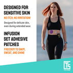 TYPE STRONG Universal Adhesive Patches for Insulin Pumps & Infusion Sets with 25mm Hole for Sensitive Skin. Sweat Proof & Waterp