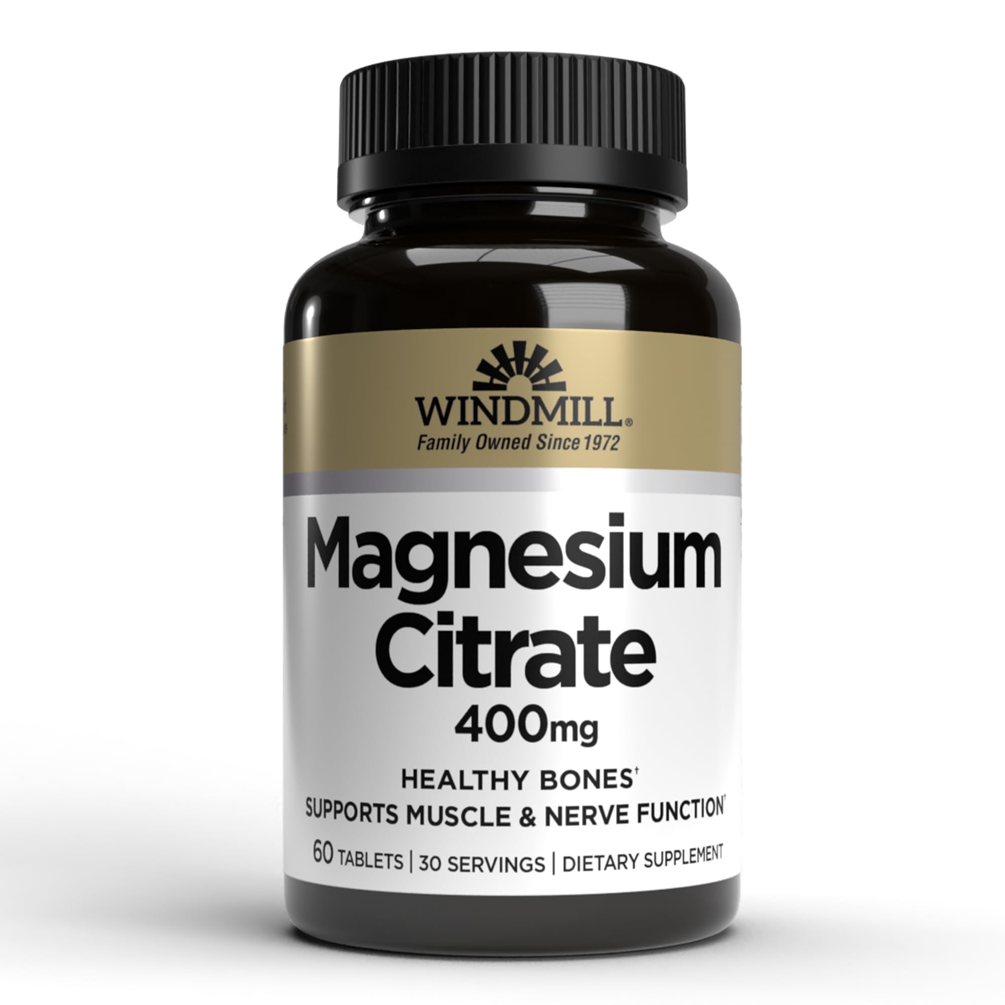 Windmill Natural Vitamins Magnesium Citrate 400 mg, Immune Support, Supports Muscle Recovery, Supports Healthy Heart, 60 Count, 