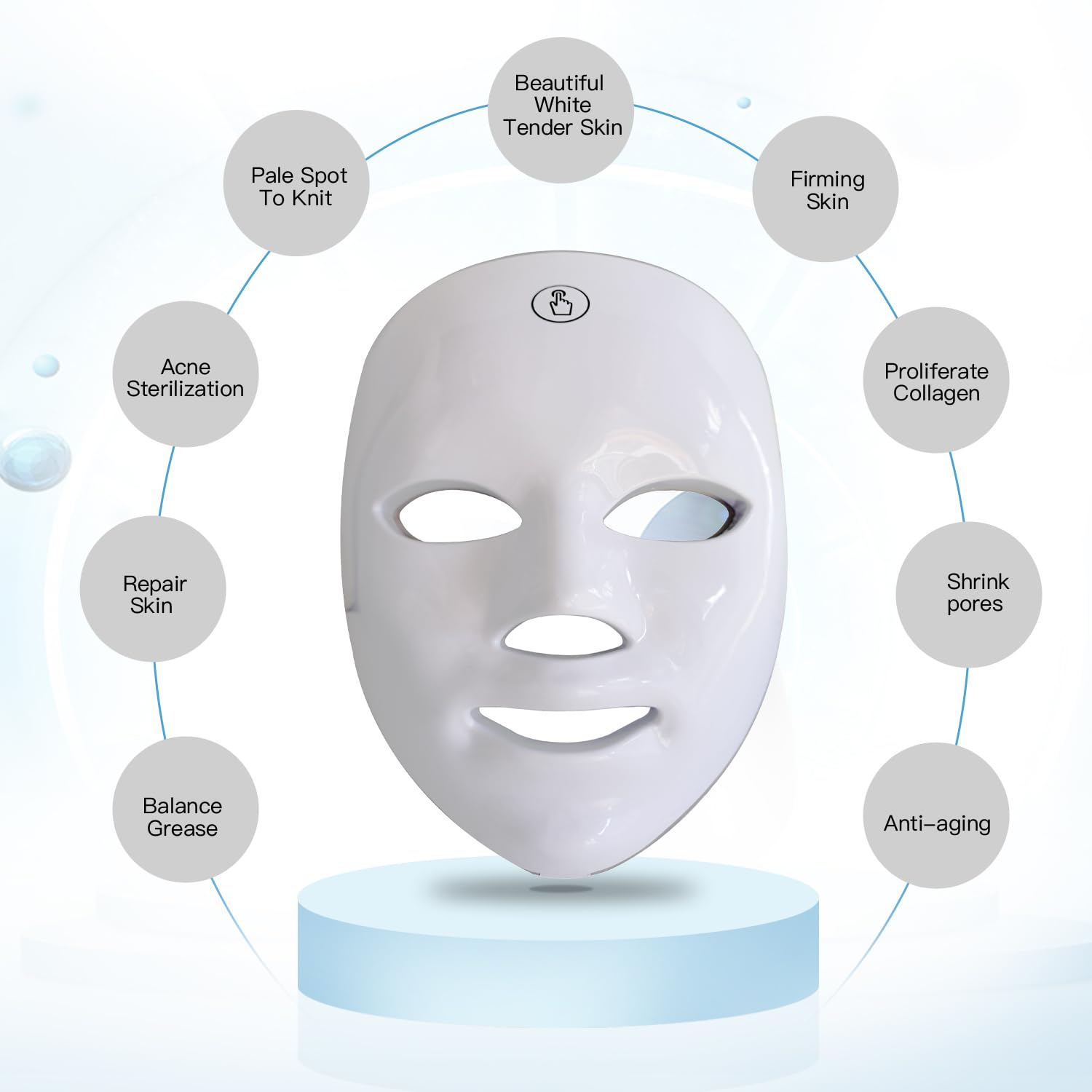 Red Light Therapy Mask for Face, Blue Red LED Light Therapy Device, 7+1 Colors LED Facial Skin Care Mask At Home, USB Rechargeab