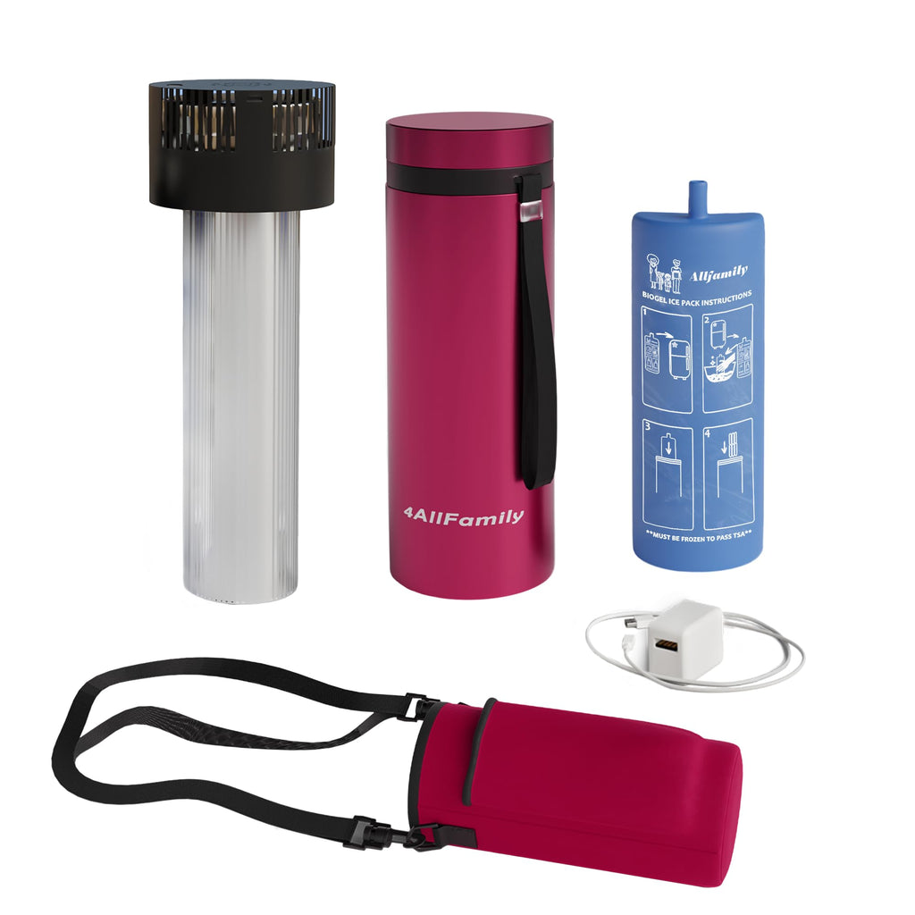 4ALLFAMILY Voyager Auto Shut Off Cooler Travel Case TSA Approved (1-7 Medication Pens) - On-The-Go Medical Cooler with Biogel & 
