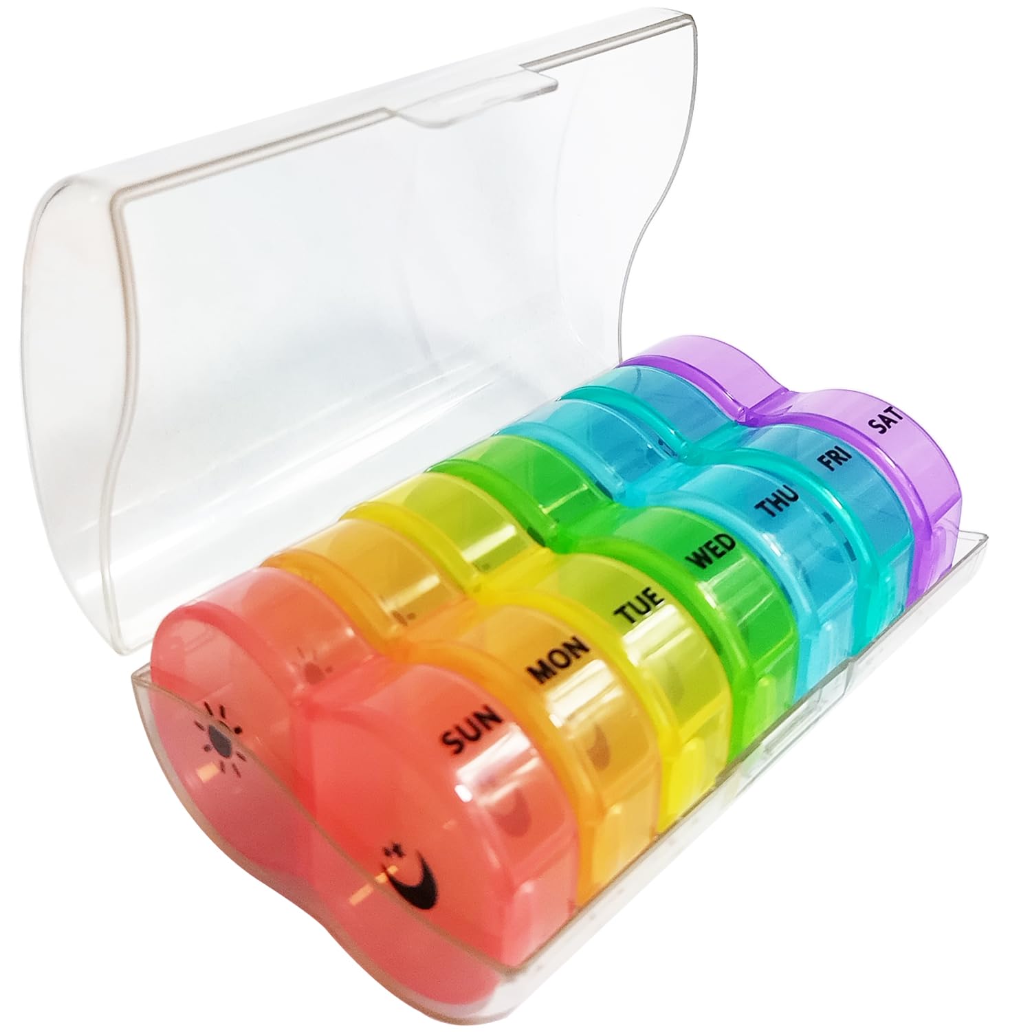 Weekly Pill Organizer 2 Time a Day,Pill Dispensers, Pill Box 7 Day with One-Side Large Opening Design for Easy Filling ,2 Times 