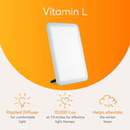Lumie Vitamin L Light Therapy Lamp - Portable, Slim Design - 10,000 Lux Daylight Lamp - Detachable Stand, Cool White LEDs & Ripp