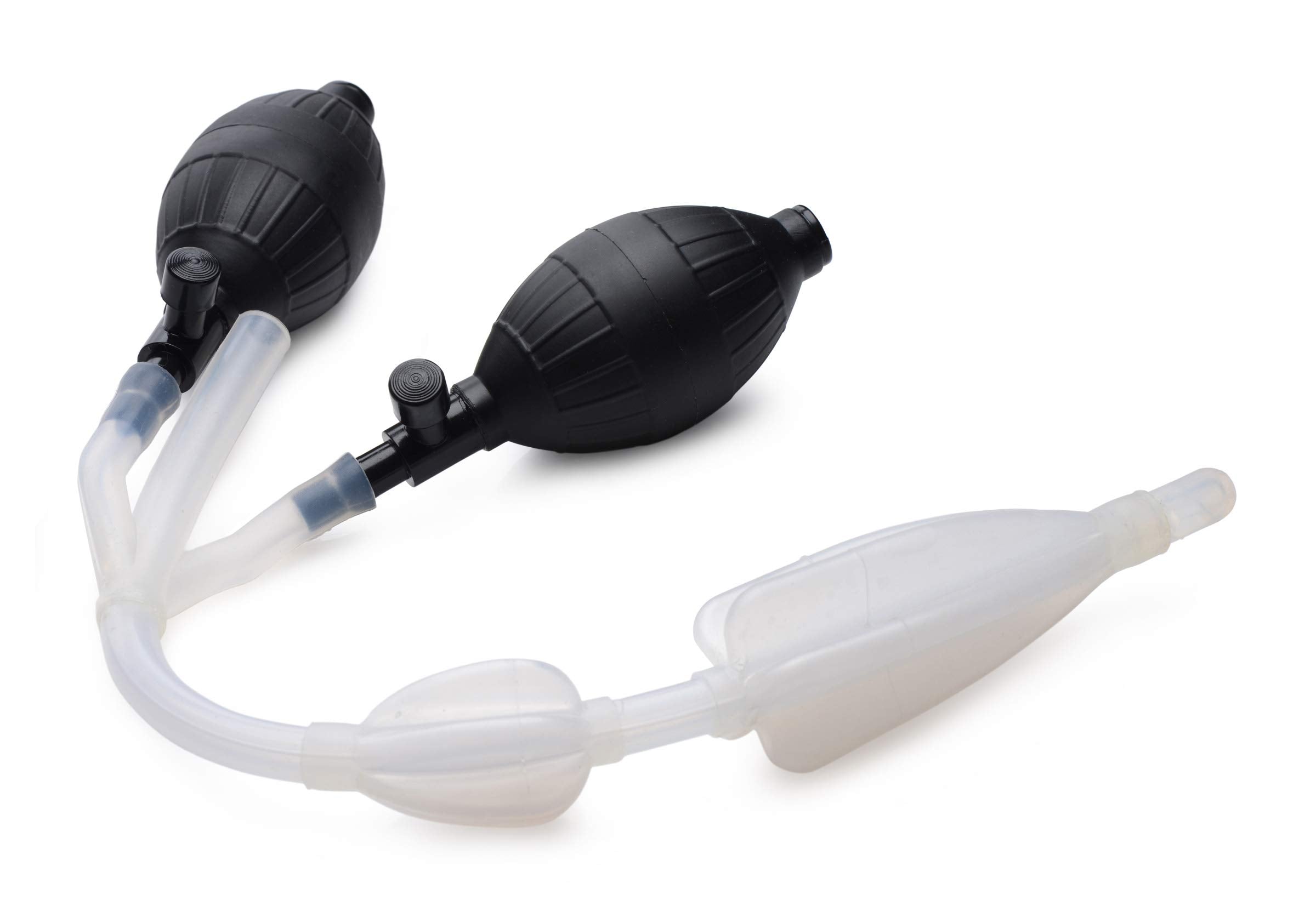 Cleanstream Inflatable Double Bulb Enema System, Premium Silicone, Water Bottle Cleansing Kit, in-Line Accelerator Bulb, Clear, 