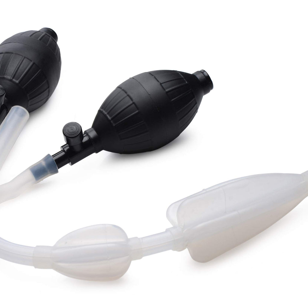 Cleanstream Inflatable Double Bulb Enema System, Premium Silicone, Water Bottle Cleansing Kit, in-Line Accelerator Bulb, Clear, 