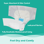 SUNKISS TrustPlus Adult Diapers with Maximum Absorbency, Unisex Disposable Incontinence Briefs with Tabs for Men and Women, Odor