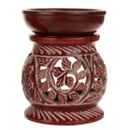 Oil Diffuser - Red Soapstone Oil Burner Round leaves 4