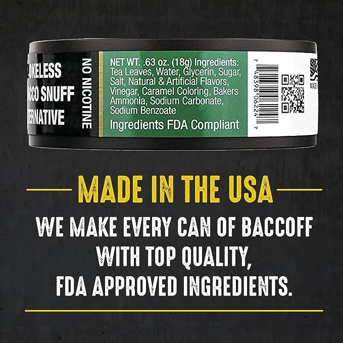 10 Cans, BaccOff Wintergreen Pouches | No Tobacco Dip, No Nicotine, Smokeless Alternative Snuff