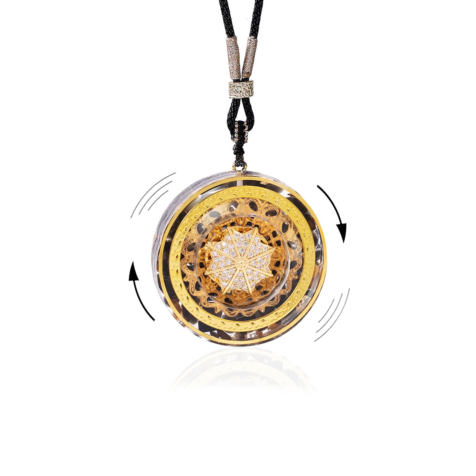 Da Piao Liang Tiger Eye Necklace With Rotatable Pendant Obsidian Energy Protection Adjustable Rope For Anxiety Healing Jewelry (