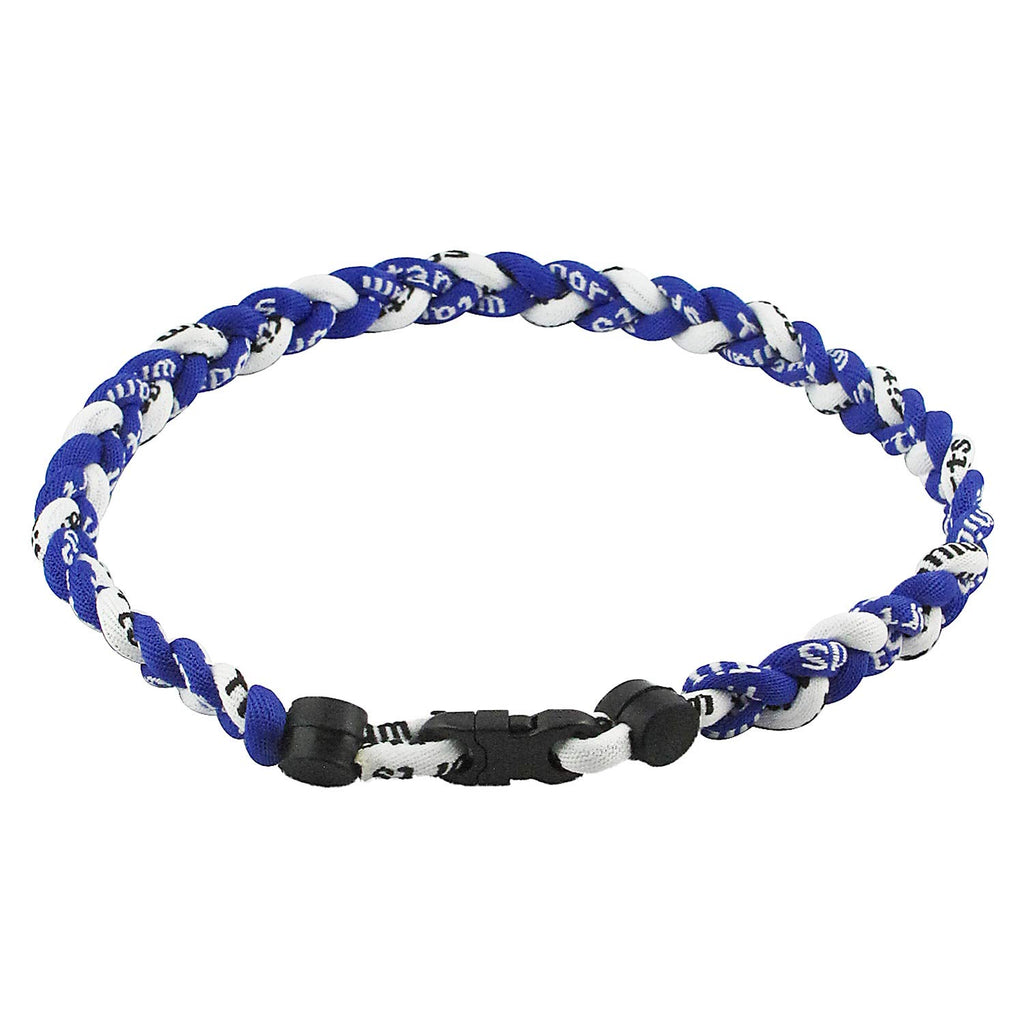 MapofBeauty 18 Fashion Three Braided Rope Sport Style Tornado Necklace (Royal Blue/White)