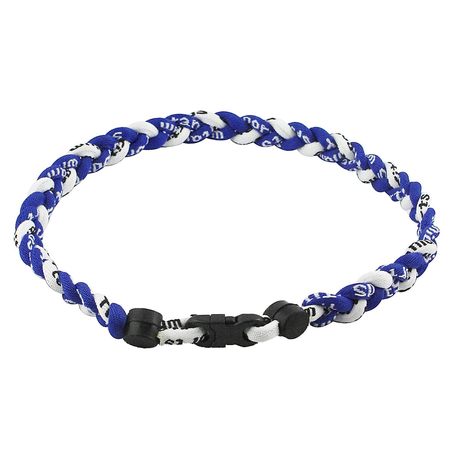 MapofBeauty 18 Fashion Three Braided Rope Sport Style Tornado Necklace (Royal Blue/White)