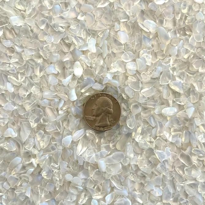 Indian Consigners Natural Crushed Polished Tumbled Gem Stone Chips, Decoration & Healing Crystals (White Opal)