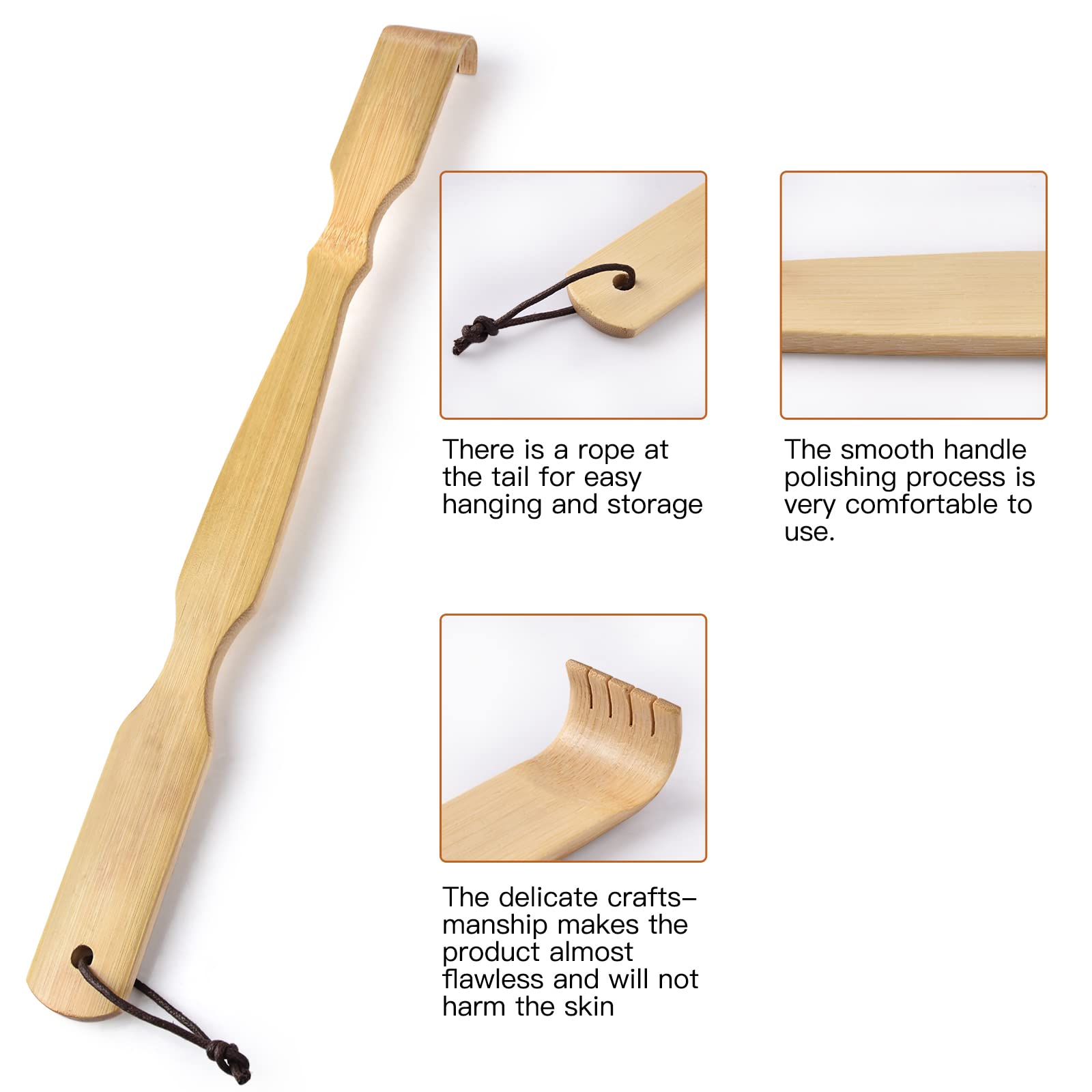 Omszte Bamboo Back Scratcher,100% Natural Bamboo Back Scratchers for Itching Relief,Strong & Sturdy 17 inches