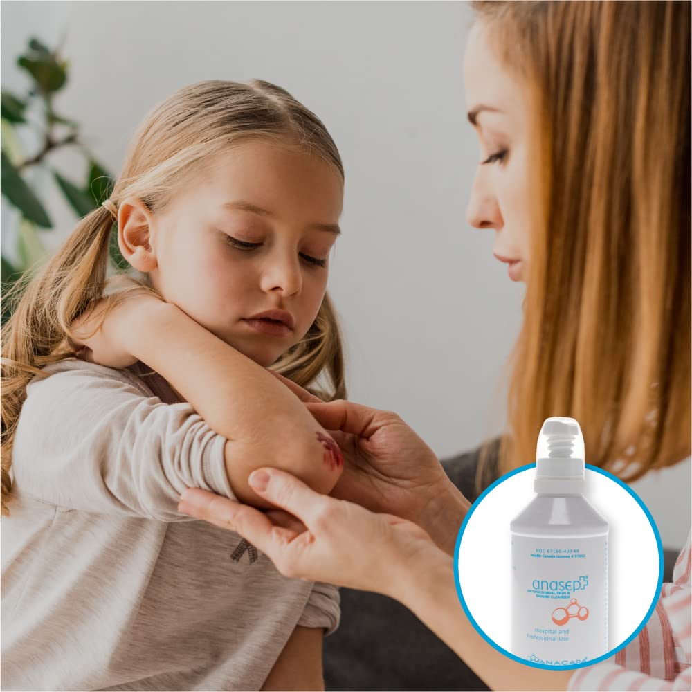 Anasept-Antimicrobial Skin and Wound Cleanser, 8 oz. Bottle with Finger Sprayer, Wound Spray, Sterile Rinse, Healing Spray for H