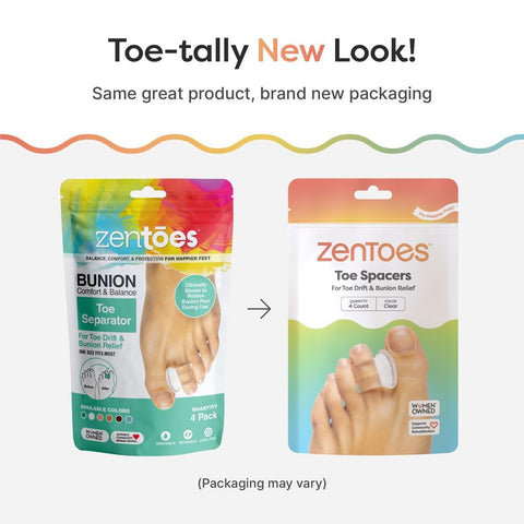 ZenToes Clear Gel Toe Separators for Bunions, Spreaders for Overlapping Toes and Drift Pain - 1 Pack of 4 (Clear)