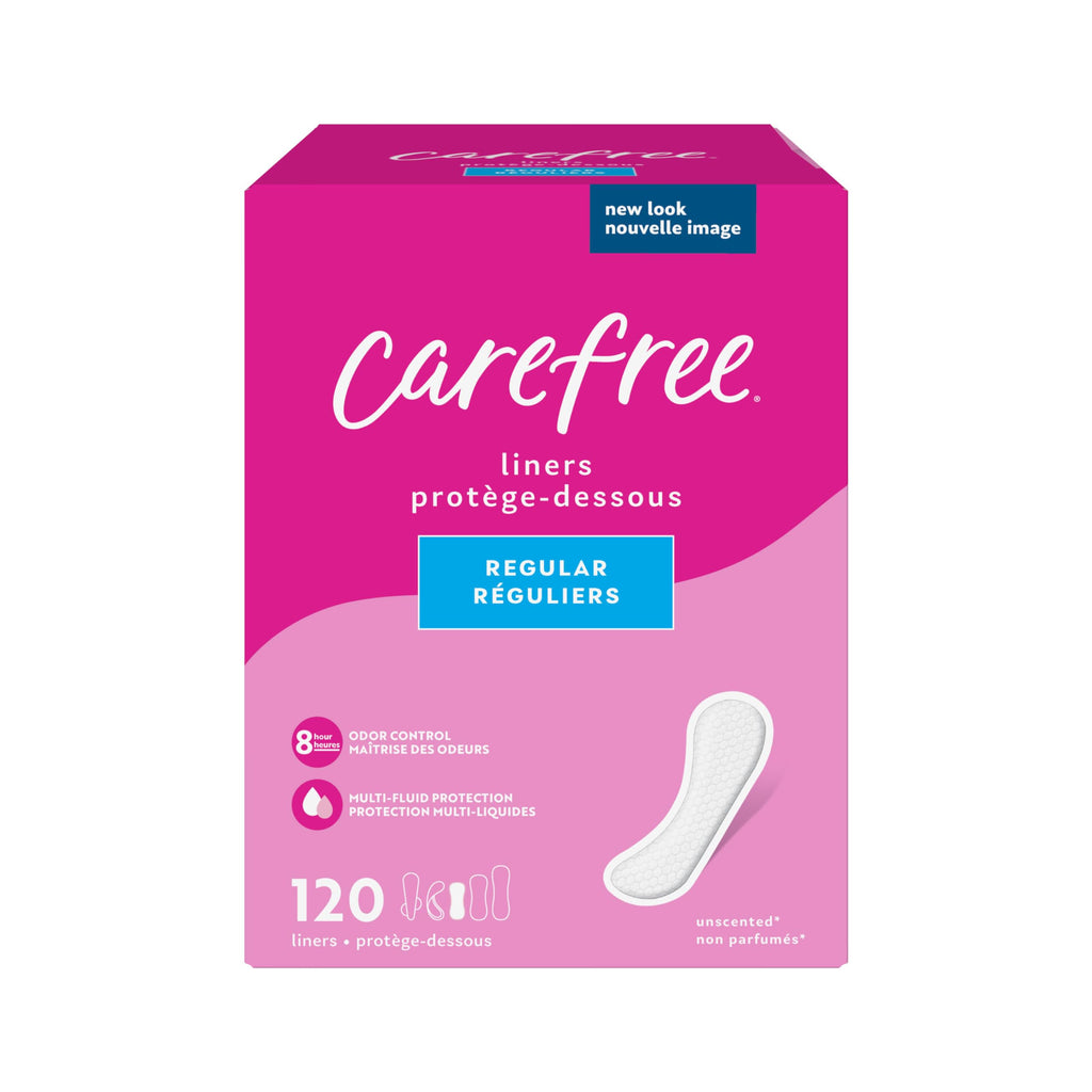 Carefree Panty Liners for Women, Regular, Unwrapped, Unscented, 120ct | Pantiliners, Carefree Liners, Daily Liners for Women, Li