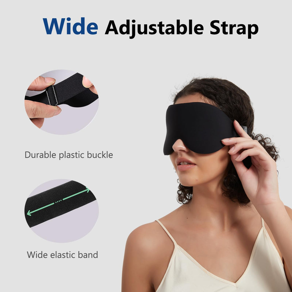 ALASKA BEAR 100% Blackout Sleep Mask for Women and Men, 3D Pillowy Soft Light Blocking Eye Mask with Contoured Eye Cups, Earplug