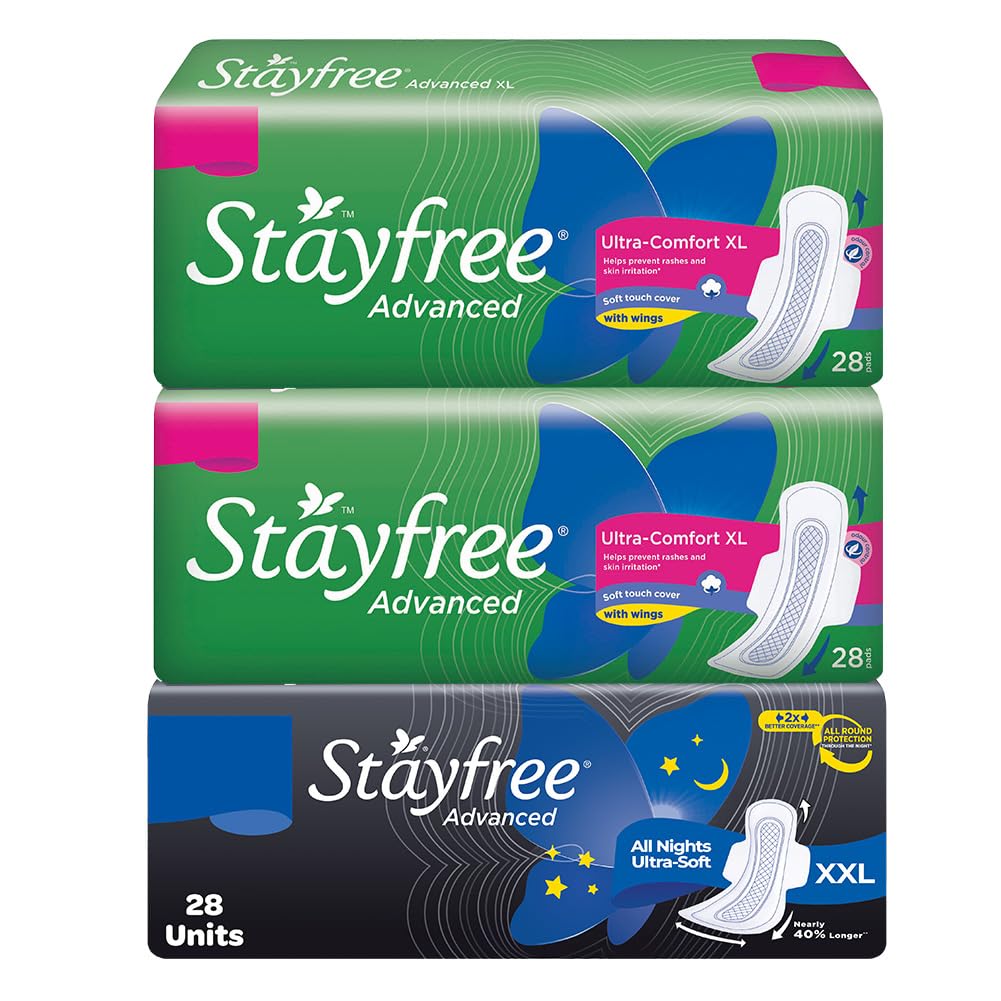Stayfree Advance Day & Night Combo  Advance All Nights UltraSoft Xxl 28S + Advance UltraComfort Xl 28S (Pack Of 2)