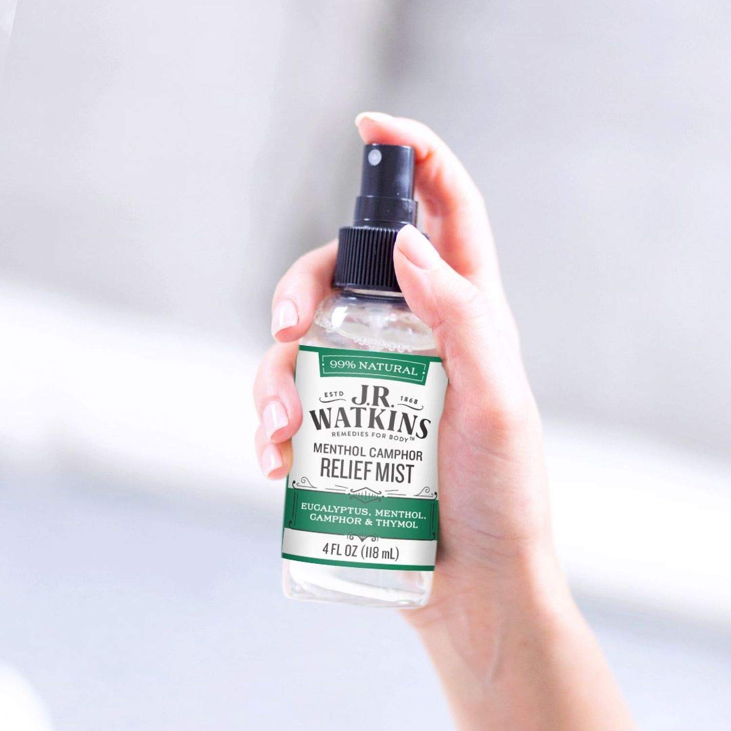 J.R. Watkins Natural Menthol Camphor Relief Mist, Mist for Flu and Cold Relief, Decongestant for Stuffy Nose, USA Made and Cruel