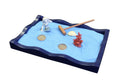 Natures Mark Mini Zen Garden Kit for Desk with Rake, Blue Sand, Miniature Mermaid Clam Corlal Figures, Wavy Base, Glass Rocks