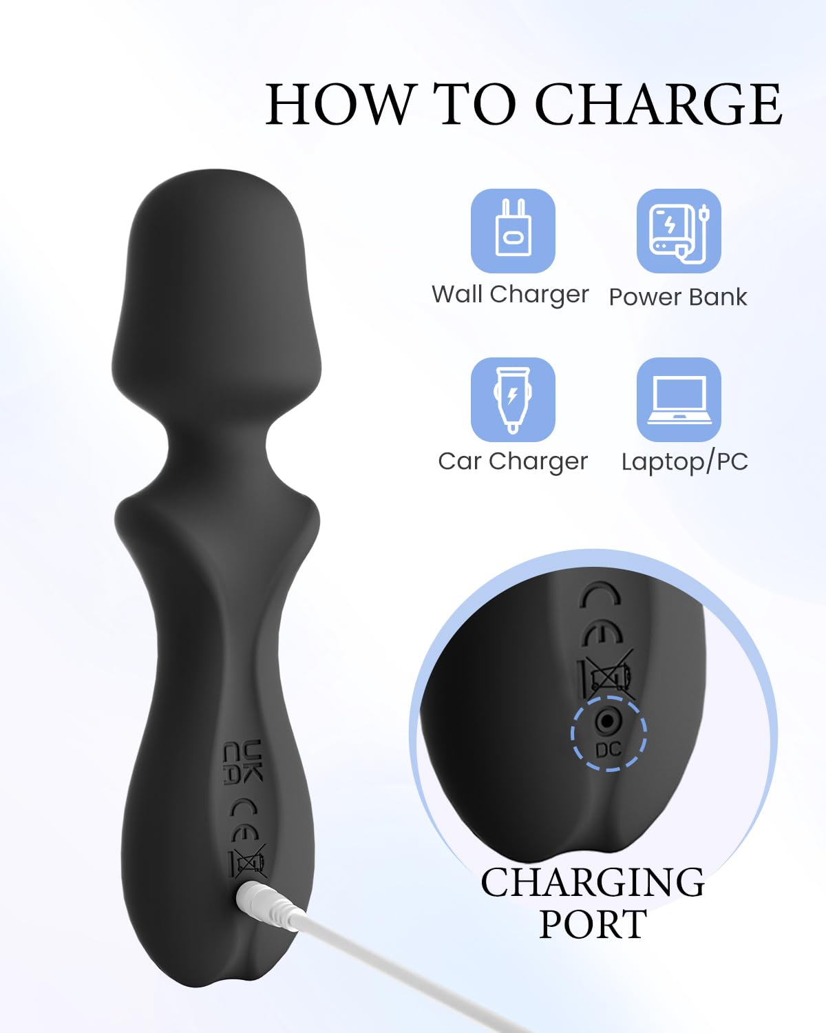 PinkScrew Portable Electric Travel Massager, Powerful Handheld Mini Neck Muscle Massage Tool (Black)