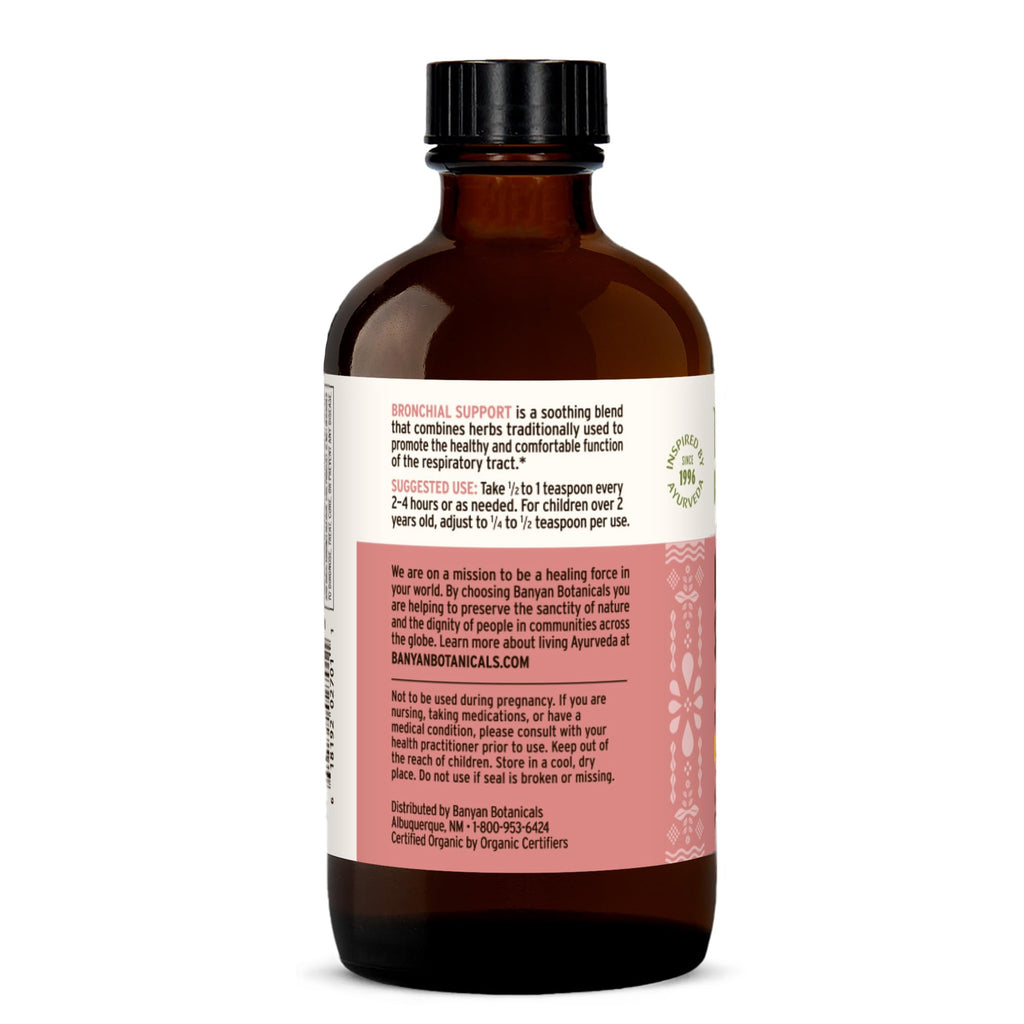 Banyan Botanicals Bronchial Support - Organic Herbal Syrup for Children & Adults - Soothing Respiratory Support Formula with Lic