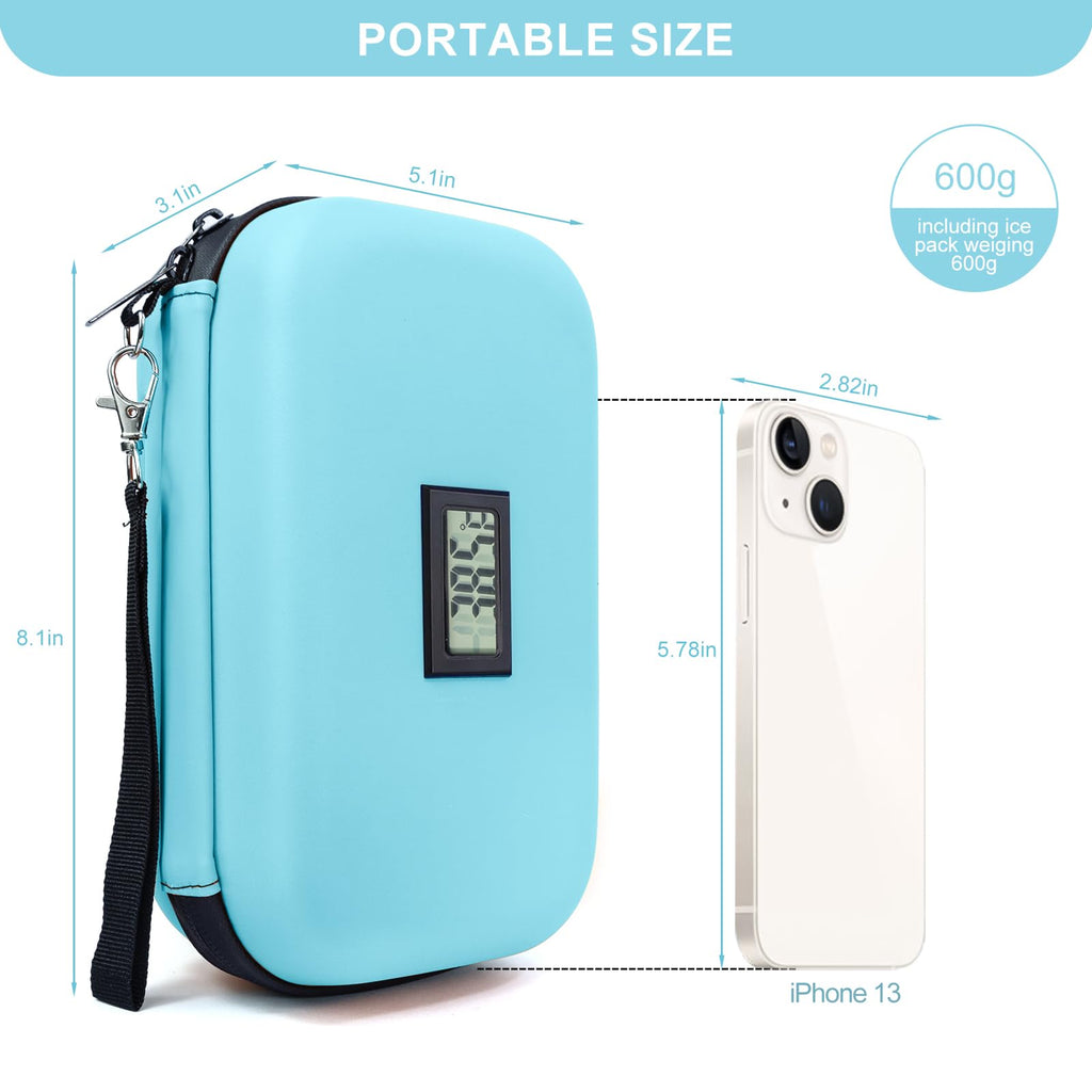 Gosemai TSA Approved Insulin Cooler Travel Case Medication Cooler for Travel with Thermometer Temperature Display Diabetic Medic