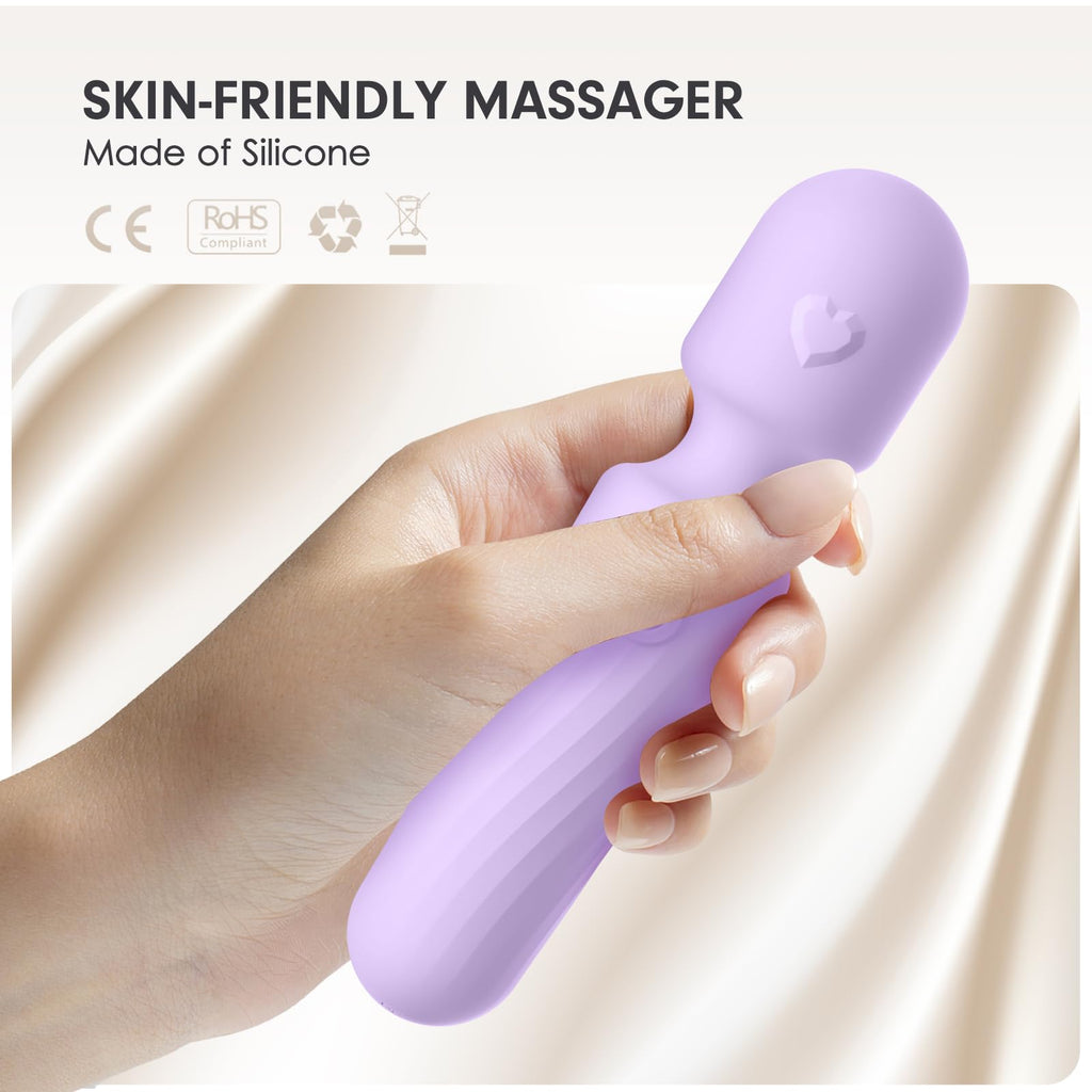 MANFLY Portable Travel Massage Tool, 10 Modes Rechargeable Waterproof Mini Neck Muscle Massager (Lavender)
