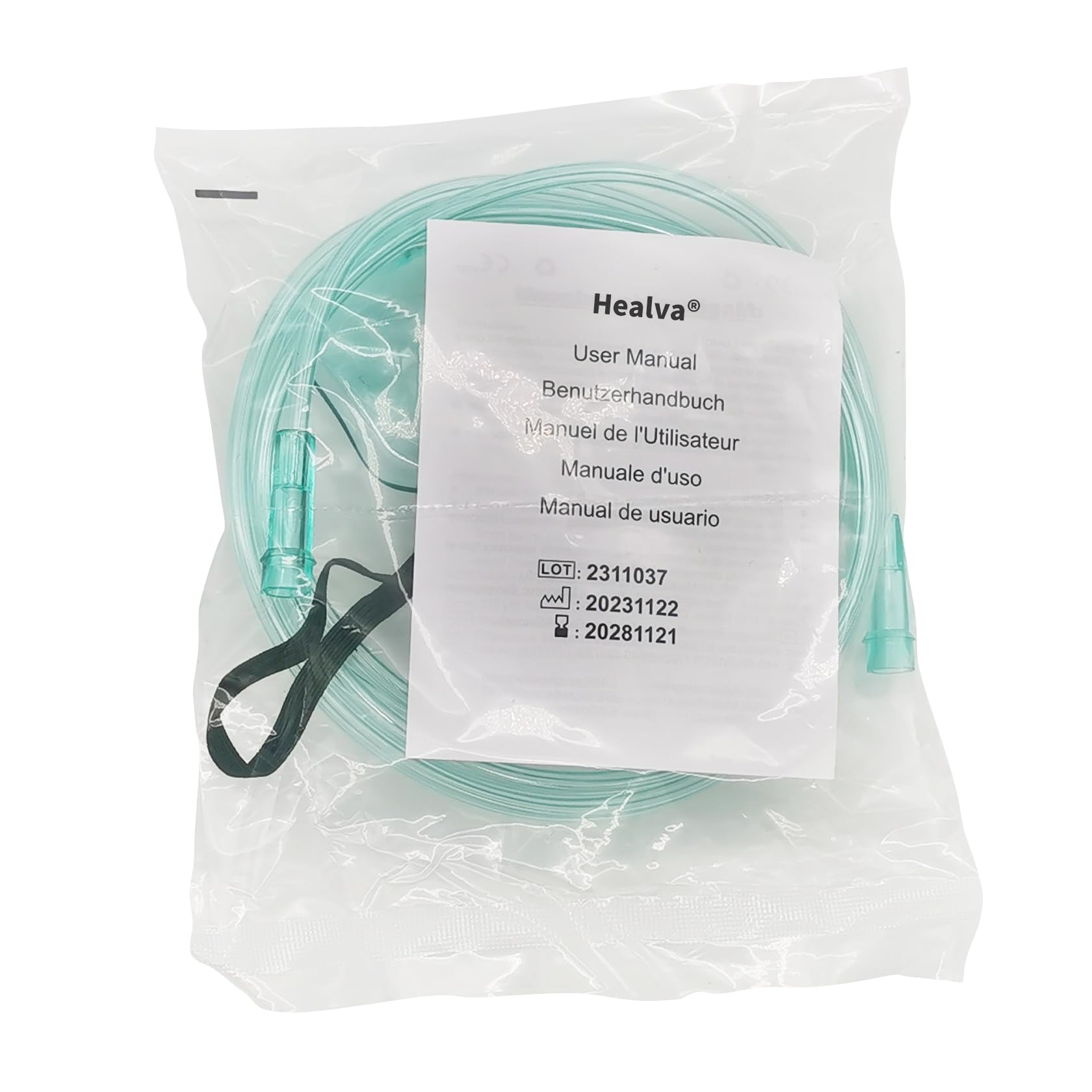 Healva 5 Pack Oxygen Mask with 6.6' Tubing and Adjustable Elastic Strap - Adult Europe Size L